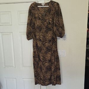 Topshop Animal Print Long Sleeve Dress